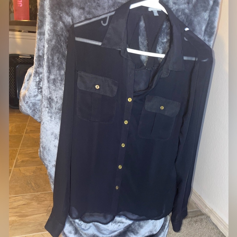 NEVER WORN | MEDIUM | Charlotte Russe | Translucent Black Button Up